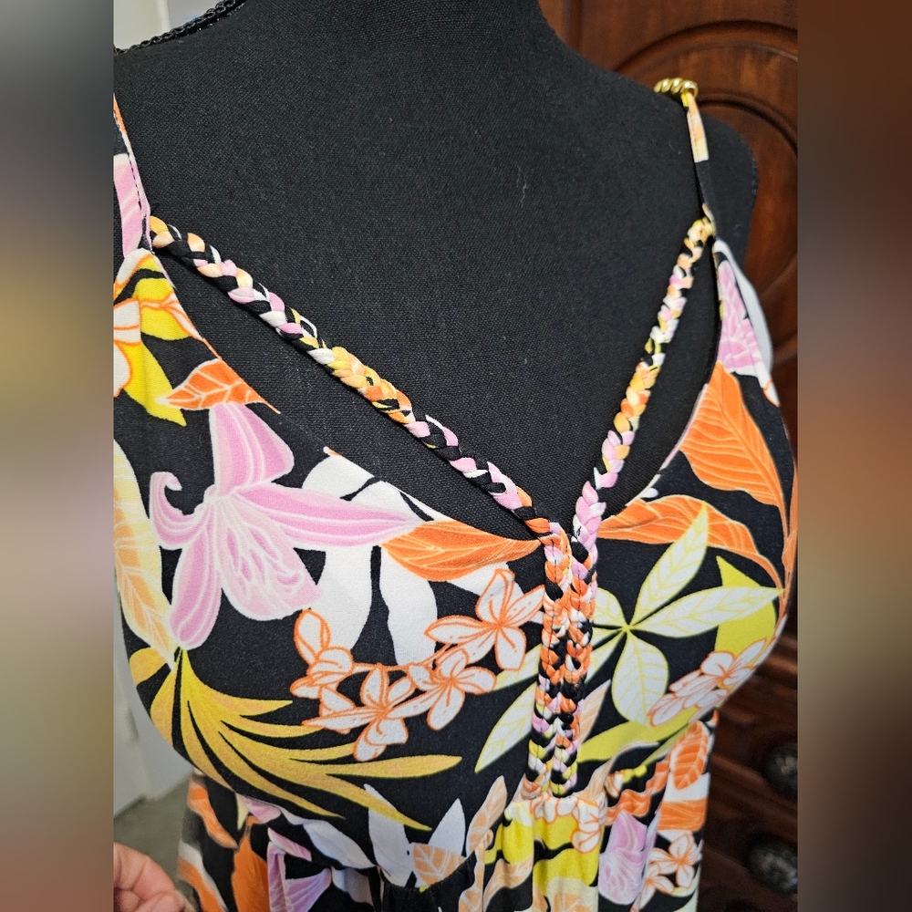 Derek Heart Tropical Maxi Dress L - Picture 6 of 7